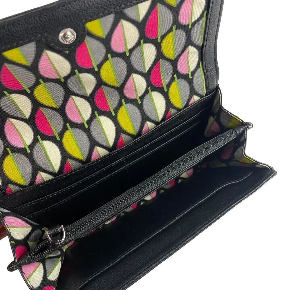 Vera Bradley RFID cottagecore twill quilted Wallet Black Pink‎ ballerinacore